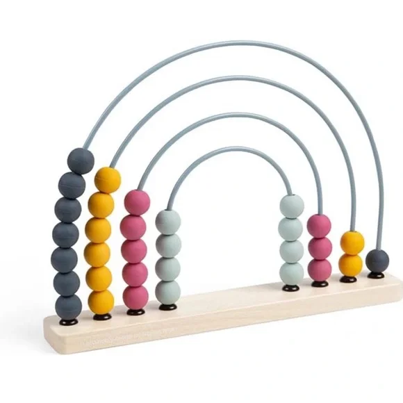 Bigjigs Toys Rainbow Abacus Educational Wooden Base Food-Grade Silicone Beads - Picture 2 of 14